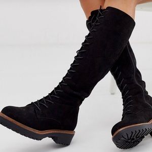 Lace up knee high boots